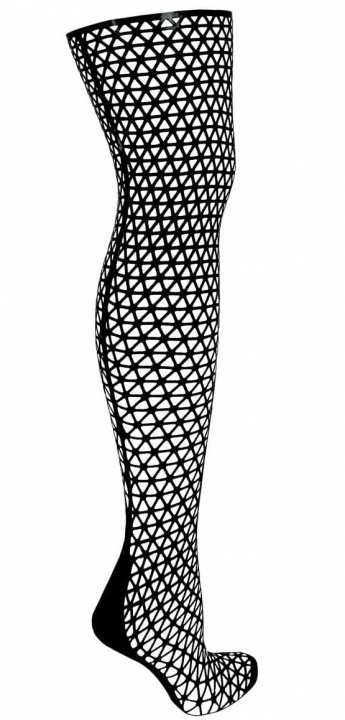 laser geschnittener latex netz strumpf im Dreiecks-Muster erhältlich bei rubbertech-clothing.com in den größen 36-45